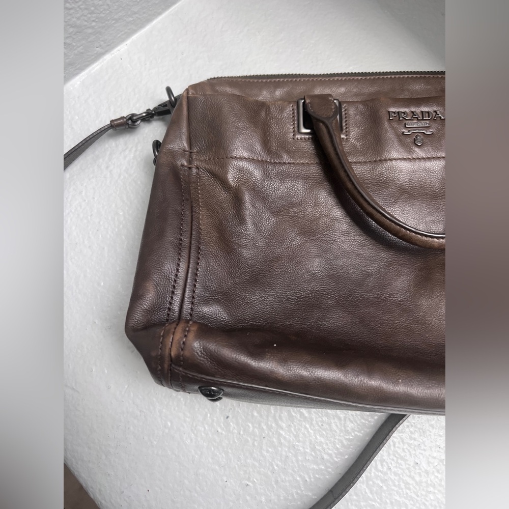 Prada Dark Brown Leather Crossbody Bag - calfskin - Picture 11 of 13